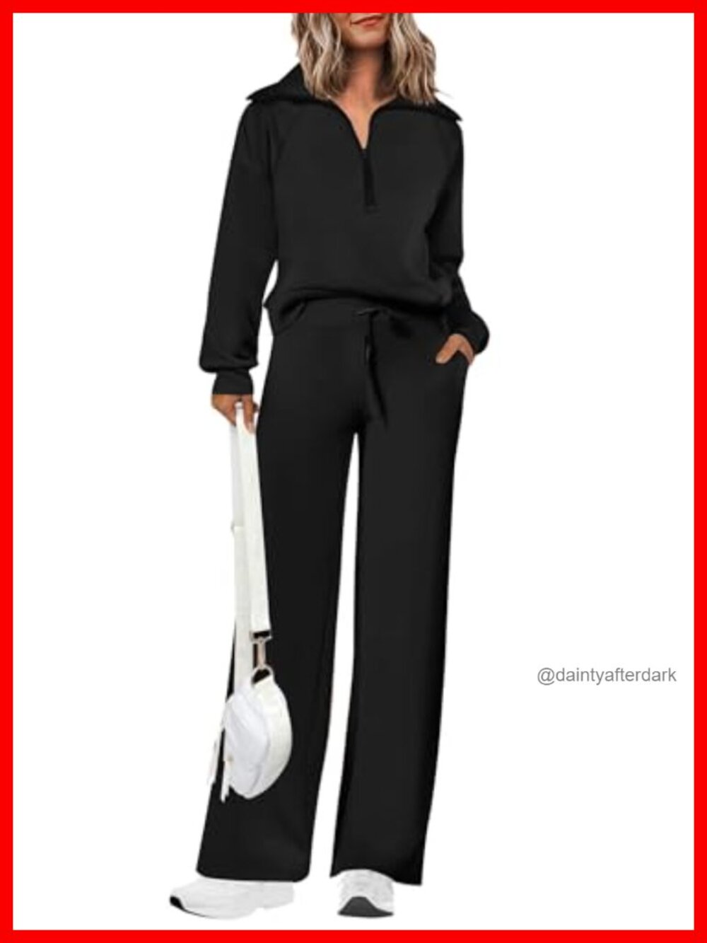 Women's 2 Piece Tracksuit Set Half Zip Sweatshirt Wide Leg Palazzo Pants
